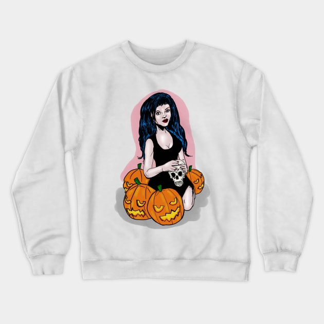 Witchy Woman in a Pumpkin Patch Crewneck Sweatshirt by silentrob668